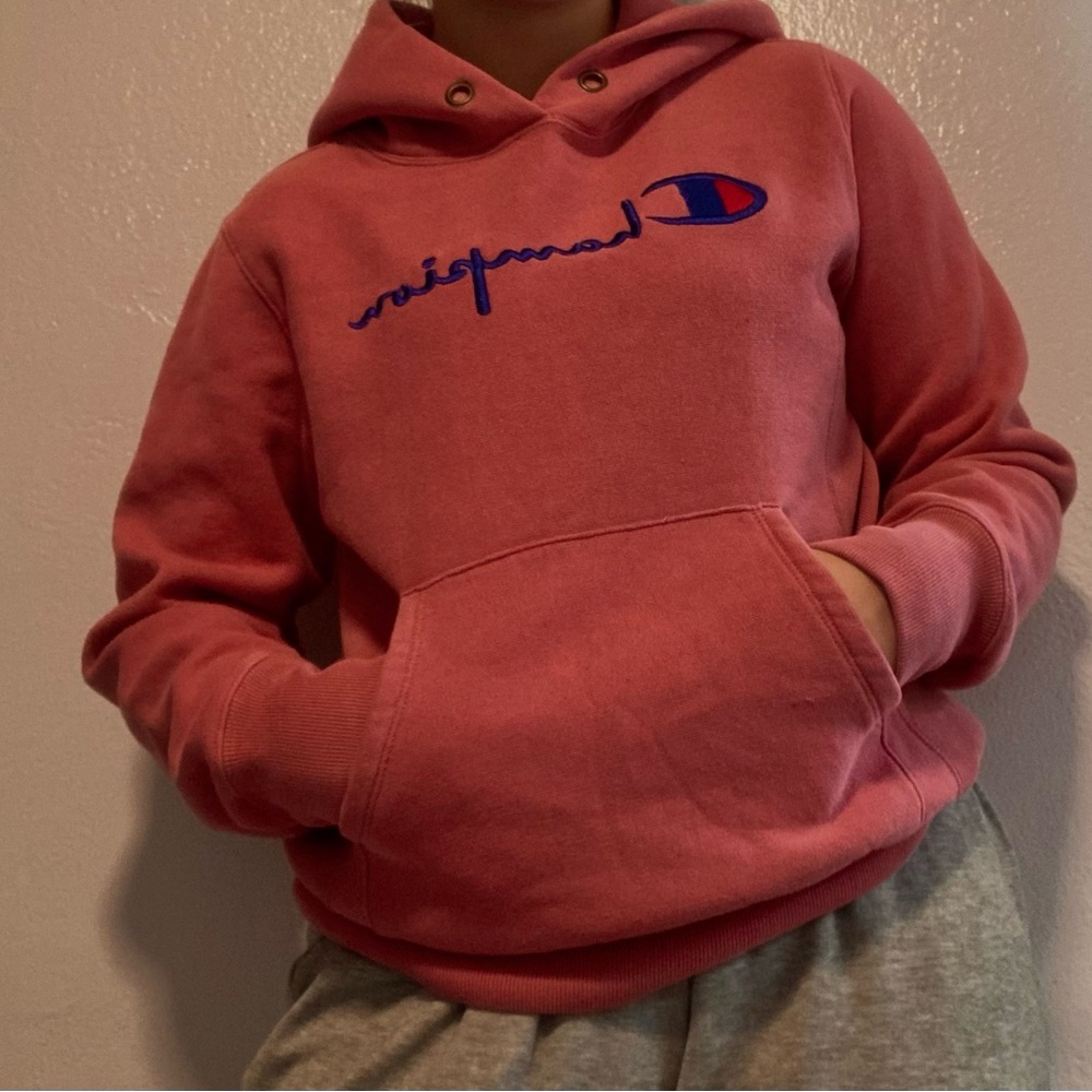 pink champion hoodie